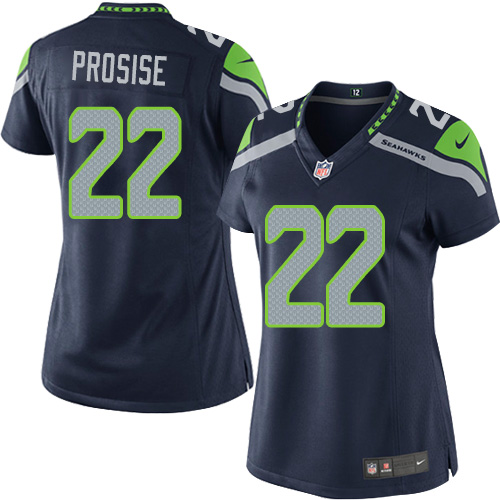 Women's Elite C. J. Prosise Nike Jersey Navy Blue Home - #22 NFL Seattle Seahawks